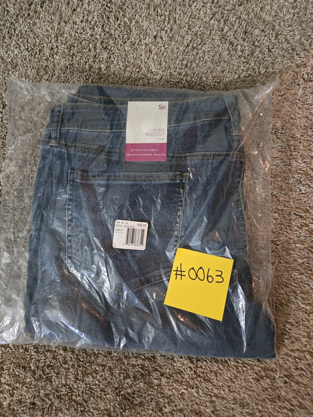SO from Kohls Size 22 Dark Blue Low-Rise Bootcut Jeans. New W/ Tags. #0063